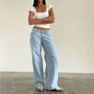 Motel Rocks Roomy Extra Wide Low Rise Jeans